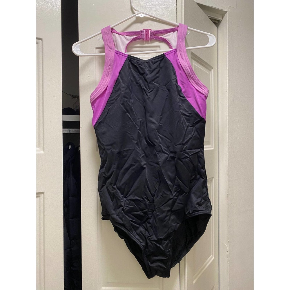 Lands' End Black and Pink Women's One Piece Swimsuit